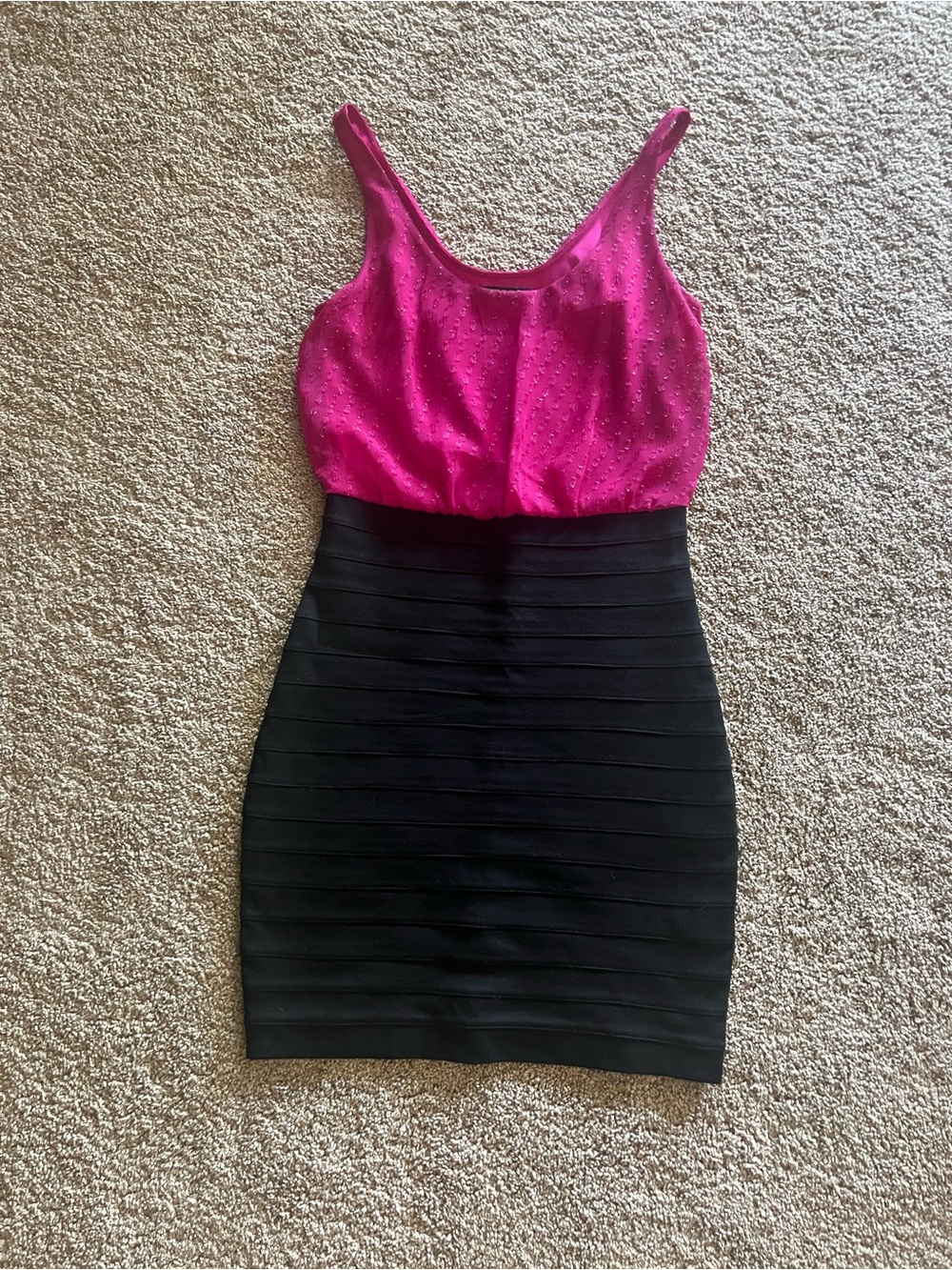 Express Fuchsia and Black Two-Tone Mini Dress